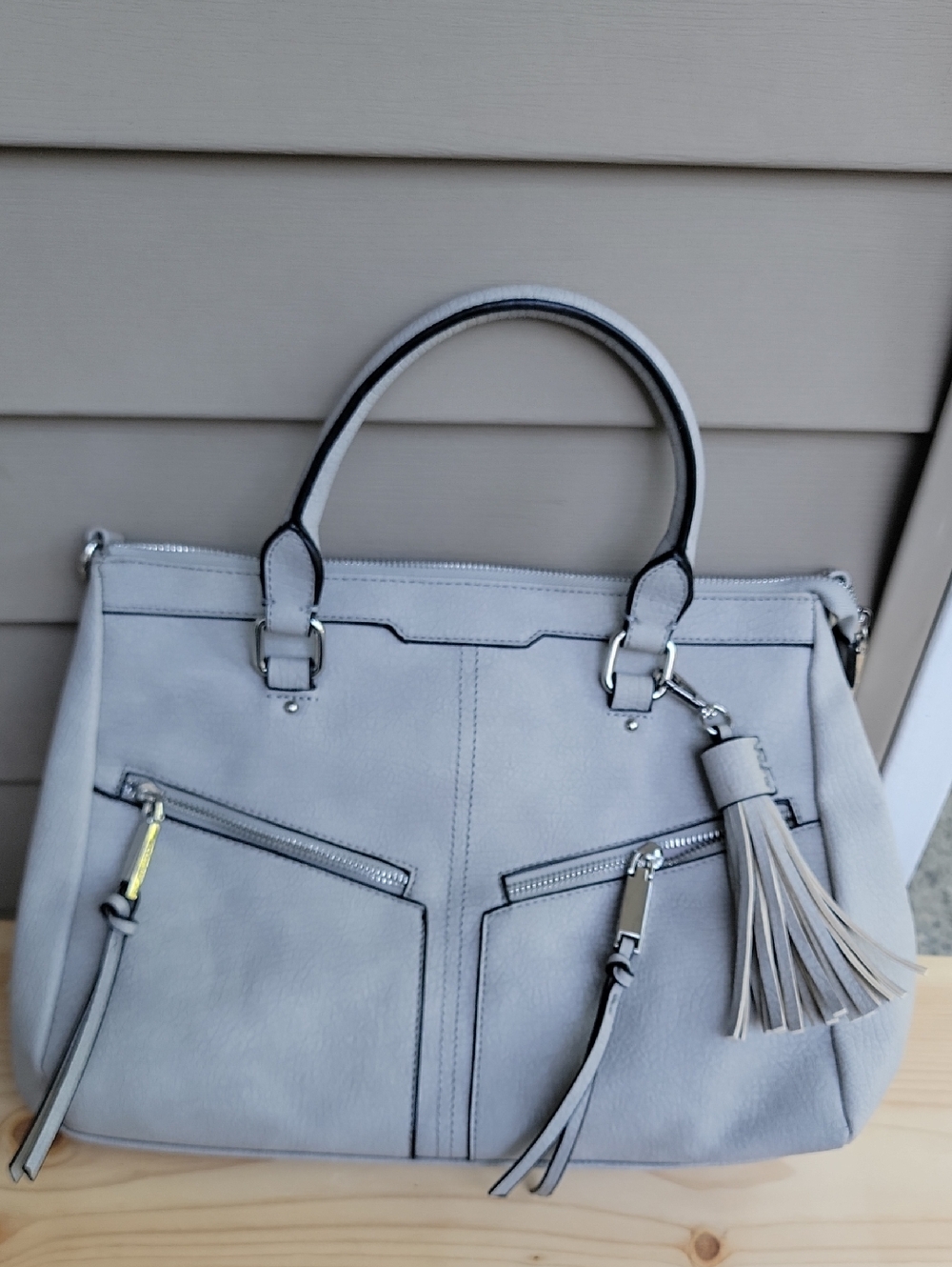 New Grey Tassel Accent Women's Satchel Bag